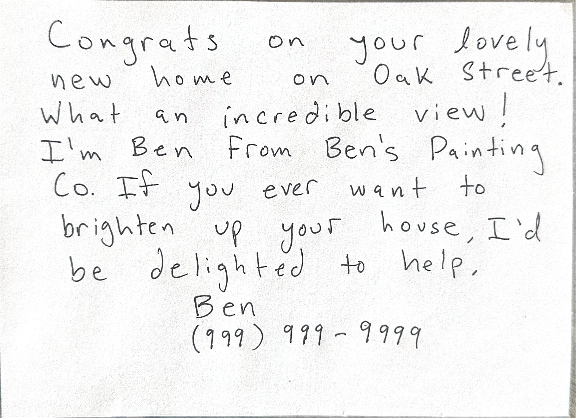 Example handwritten letter